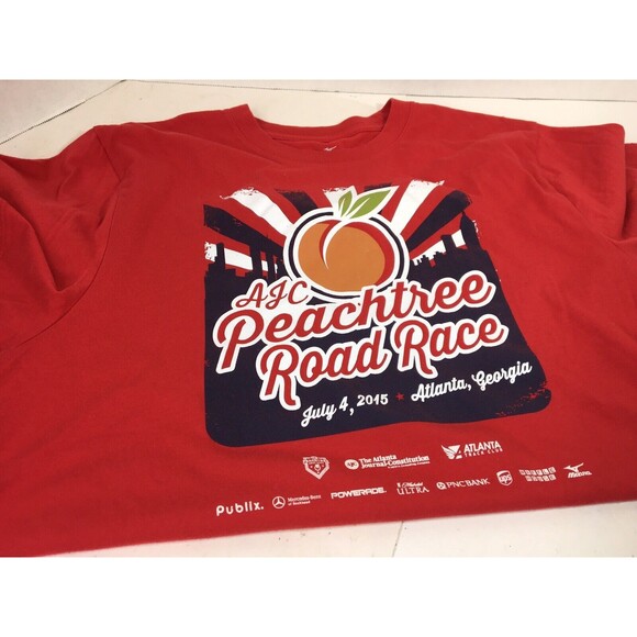 2015 AJC Peachtree Road Race Participant T Shirt  -Mizuno  Large Red - Picture 5 of 5